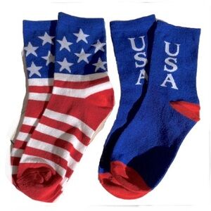 Patriotic Socks Red White Blue Unisex Medium Adult 2 pairs